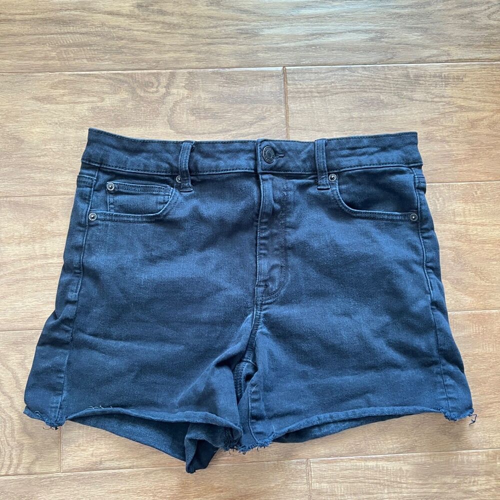 American Eagle Shorts Women's Size 14 Black Hi-Rise Shortie Cut-Off Denim Jean